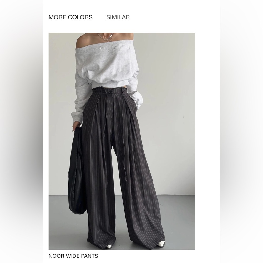 The Frankie Shop Noor Pinstripe Wide-Leg Pants - Grey - Size Small